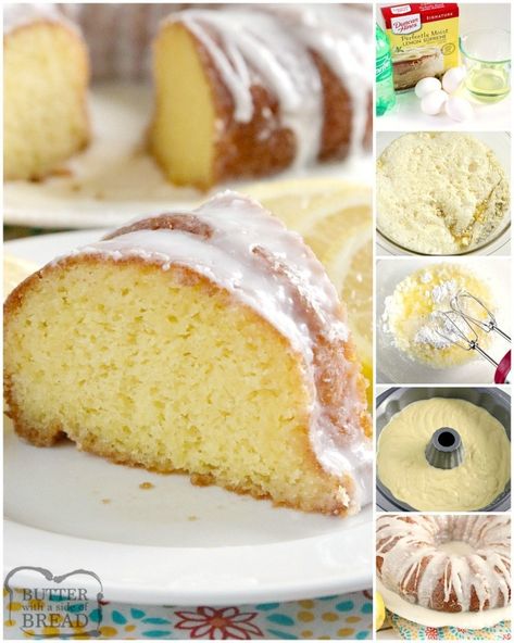 Easy Lemon Cake is made with only 4 ingredients and topped with a simple lemon glaze. There is lemon-lime soda in the cake and the glaze, making this easy lemon cake a light and refreshing dessert! Soda Cake Recipe, Easy Lemon Cake, Lemon Glaze Cake, Lemon Cake Easy, Soda Cake, Glaze For Cake, Lemon Squares, Lemon Bundt Cake, Lime Recipes