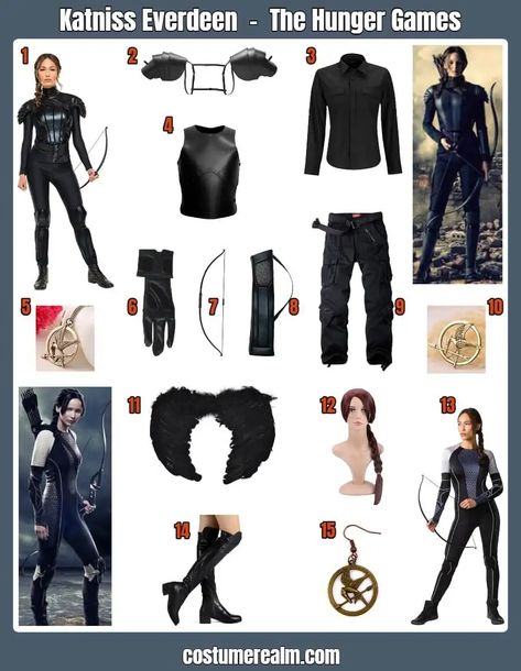 How To Dress Like Katniss Everdeen Guide For Cosplay & Halloween Archery Costume For Women, Hunger Games Katniss Costume, Katniss Everdeen Armor, Hunger Games Costume Diy, Katniss Outfit Ideas, Katniss Everdeen Outfit Ideas, Katniss Everdeen Cosplay, Katniss Cosplay, Diy Katniss Everdeen Costume