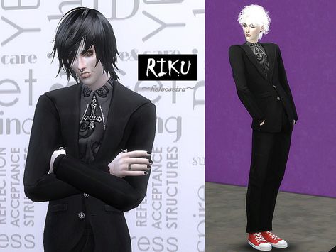 Steampunk Male, Visual Kei Outfits, Gothic Suit, Sims 4 Cc Goth, Goth Male, Male City, Male Suit, Goth Fits, Bow Crop Tops