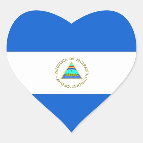 Nicaragua Flag Heart Sticker - Nicaragua Gift Idea Nicaraguan Flag, Nicaragua Flag, Flags Of The World, Messenger Logo, Heart Stickers, Create Custom Stickers, Wedding Color Schemes, Bob Marley, Free Paper