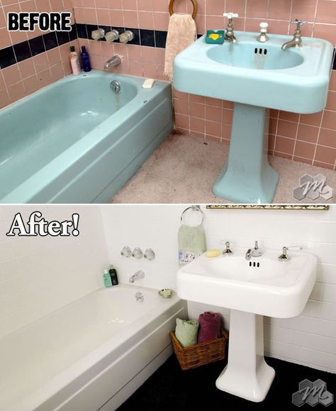 Don't replace, restore your bathroom with Miracle Method. Miracle Method Bathroom, Old Bathtubs, Bathrooms Wetrooms, Tub Repair, Bathtub Painting, Tub Refinishing, Painting Bathtub, Old Bathtub, Tile Paint