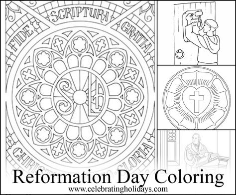 Reformation Day Coloring Pages Luther Rose Craft, Reformation Day Coloring Pages, Reformation Crafts For Kids, Reformation Celebration, Reformation Day Party, Reformation Party, Reformation Sunday, Martin Luther Reformation, Church Bulletin Covers