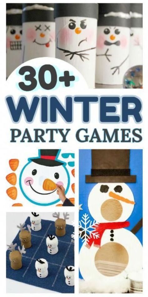 30+ WINTER PARTY GAMES FOR KIDS. #winterparty #winterpartyideasforkids #winterpartygamesforschool #partygameskids #growingajeweledrose #activitiesforkids Build A Snowman Relay Race, Games For Winter Classroom Party, Winter Theme School Party, Party Games For 1st Graders, Winter Family Night School, Snow Themed Games For Kids, Snow Games For Kids Indoor, Snowball Games For Kids, Winter Games For Preschoolers