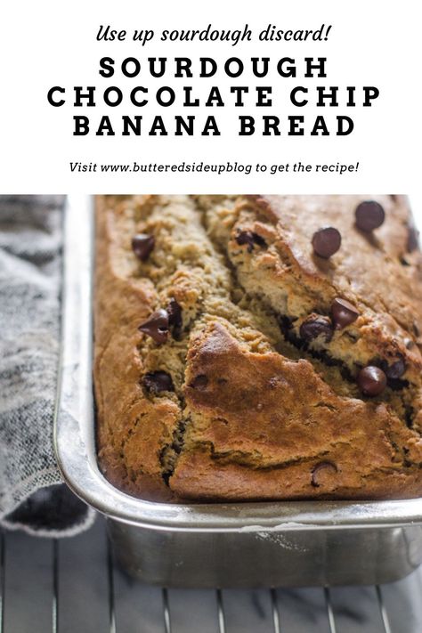 Sourdough Chocolate Chip Banana Bread, Sourdough Discard Banana Bread, Discard Banana Bread, Sourdough Discard Banana, Sourdough Banana Bread Recipe, Choc Chip Banana Bread, Sourdough Banana Bread, Chocolate Chip Bread Recipe, Banana Bread With Chocolate Chips