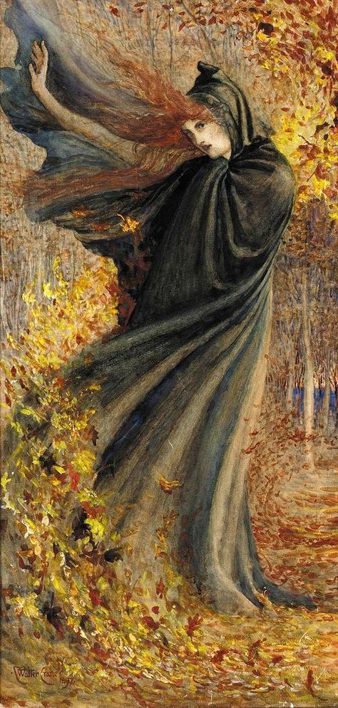 The West Wind ~ Walter Crane ~ (English 1845-1915) Mabon Celebration, Pre Raphaelite Art, Walter Crane, John Everett Millais, Blowing In The Wind, House Gardens, Art Appliqué, Illustration Photo, Baba Yaga