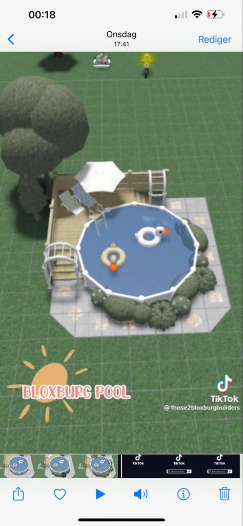 Cute Bloxburg Pool Ideas, Bloxburg Small Pool Ideas, Bloxburg Outside Pool Ideas, Blocksburg Pool Ideas, Small Backyard Bloxburg, Small Backyard Ideas Bloxburg, Blox Burg Backyard Ideas, Blockburg Backyard Idea, Bloxburg Playground Ideas