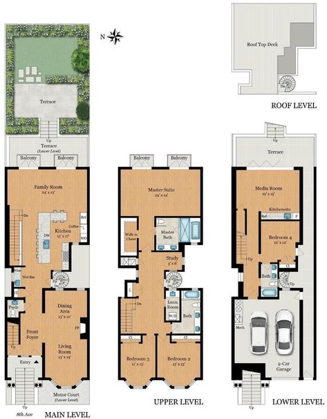 Townhouse Layout Floor Plans, Town House Plans, Floor Planning, City Houses, Town Planning, Townhouse Exterior, Contemporary Houses, Apartment Floor, Sims 4 House Building