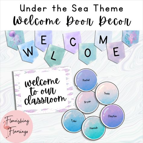 Excited to share the latest addition to my #etsy shop: Under the Sea Classroom Decor - Watercolor - Welcome Sign https://etsy.me/46LS23Z #blue #purple #unframed #coastaltropical #animal #classroomdecor #underthesea #watercolor #fish #classinspo #thelittlemermaid Under The Sea Welcome Sign, Frozen Classroom, Under The Sea Classroom, Watercolor Classroom, Ocean Classroom, Desk Name Tags, Ocean Theme Classroom, Classroom Welcome, Teacher Name Signs