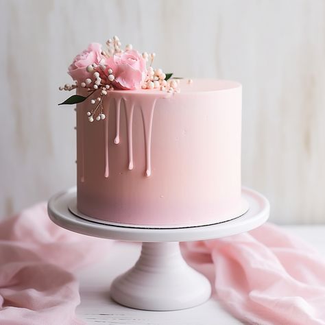 Elegant Bridal Shower Cake, Bridal Shower Cake And Cupcakes, Pink Wedding Cake Simple, Bridal Cakes Ideas Simple, Bridal Shower Cake Simple, Wedding Shower Cake Ideas, Shower Cakes Bridal, Simple Bridal Shower Cake, Pink Bridal Shower Cake