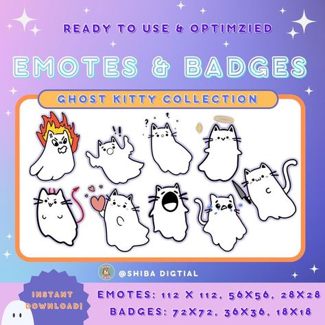 Cat ghost halloween twitch badges and emotes Cat Emotes, Cat Ghost, Twitch Emotes, Ghost Cat, Halloween Spooky, Halloween Cat, Halloween Ghosts, Spooky Halloween, Drawing And Illustration