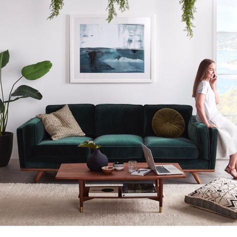 Freedom Furniture Dahlia Sofa Green Sofa Living, Green Sofa Living Room, Freedom Furniture, Green Couch, Green Sofa, Living Room Green, Living Room Inspo, A Living Room, Room Colors