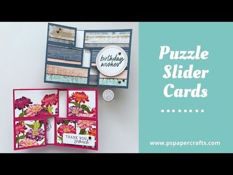 (5810) How To Make Puzzle Slider Cards - YouTube Patty Bennett, Slider Cards, Fun Folds, Card Techniques, Pocket Letters, Card Tutorial, Fancy Folds, Fun Fold Cards, Card Tutorials