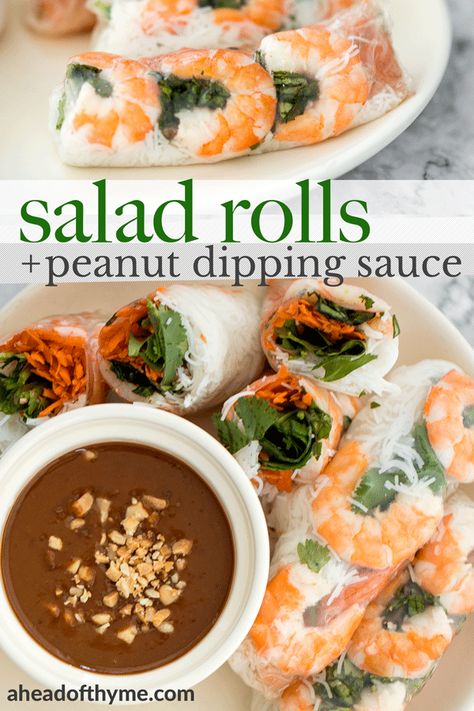 Vietnamese Salad Rolls, Noodles Shrimp, Vietnamese Salad, Homemade Peanut Sauce, Peanut Dipping Sauce, Peanut Dipping Sauces, Salad Rolls, Shrimp And Vegetables, Spring Roll Recipe