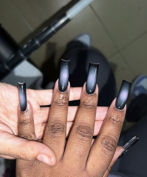 Airbrush Nail, Black Acrylic Nails, Airbrush Nails, Colored Acrylic, Colored Acrylic Nails, Short Square Acrylic Nails, Glamorous Nails, Long Square Acrylic Nails, Acrylic Nails Coffin