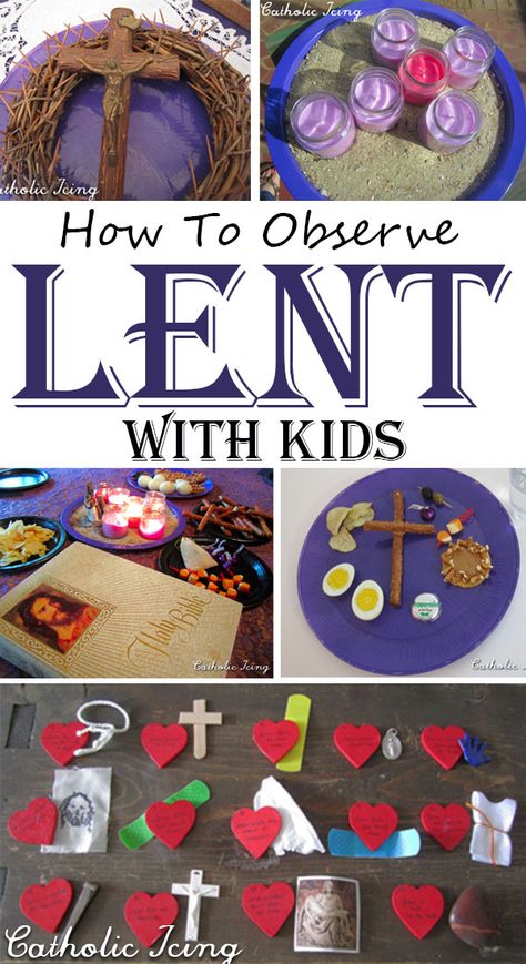 This post has all the links you need to observe Lent with your kids and family! From Palm Sunday to Good Friday, from meatless meals to the stations of the cross, you will find what you're looking for here! #catholicicing #catholickids #catholicmoms #liturgicalliving #liturgicalyear #lent Lent In A Bag Ideas, Lent For Kids, Lent Kids, Lent Activities, Palm Sunday Activities, Lent Ideas, Good Friday Crafts, Lenten Activities, Lent Season