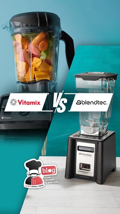 Vitamix vs. Blendtec is a popular challenge since either can be a great choice for operation, depending on your specific needs and preferences. #vitamix #blendtec #blender #cookingequipment #shopchefsdeal #chefsdealblog Blendtec Blender, Cooking Equipment, Pros And Cons, Chef, Canning