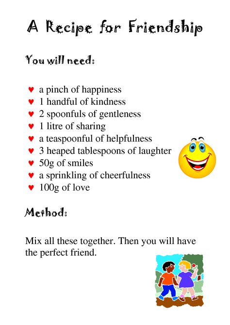 Friendship Quotes For Kids, Friendship Quotes Thank You, Friends Poem, Gratitude Games, Recipe For Friendship, Enemy Pie, Classroom Kindness, Night Self Care, Be A Good Listener