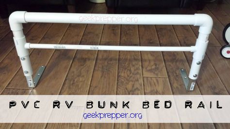 PVC RV Bunk Bed Rail, sometimes building your own is the only good solution for your needs! Bunk Bed Rail, Camper Bunk Beds, Rv Bunk Beds, Bed Guard Rails, Bunk Bed Safety, Diy Safety, Bed Guard, Bed Rails For Toddlers, Diy Bunk Bed