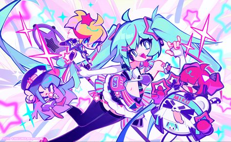 Muse Dash, Miku Hatsune Chibi, Miku Hatsune Vocaloid, 영감을 주는 캐릭터, Funky Art, Cartoon Art Styles, 그림 그리기, Hatsune Miku, Character Design Inspiration