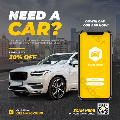 rent car promotion social media template Visual Advertising, Car Banner, Rent Car, Advertising Space, Powerpoint Word, Presentation Video, Green Theme, Promotional Design, Car Advertising