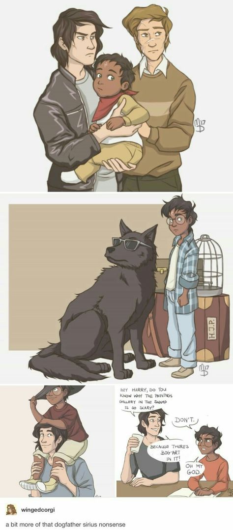 Harry and his Dogfather Harry Potter Humor, Remus And Sirius, Yer A Wizard Harry, Images Harry Potter, Harry Potter Comics, Ange Demon, Harry Potter Headcannons, Harry Potter Jokes, Harry Potter Marauders