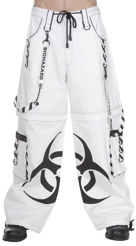 Punk Trousers, Phat Pants, Rave Pants, White Gothic, Goth Rave, White Goth, Goth Outfit, Cyberpunk Clothes, Cyberpunk Fashion