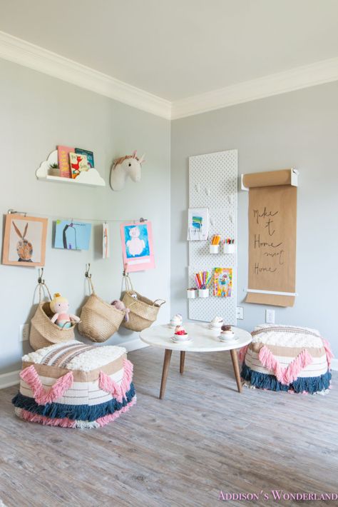 Addison's Wonderland: A Modern Take on A Formal Living Room with the Invitation Homes Show House… Addison's Wonderland, Playing Room, Fresh Eats, Girls Playroom, Apartment Decoration, Cubby Houses, Playroom Design, Playroom Organization, Kids Room Inspiration