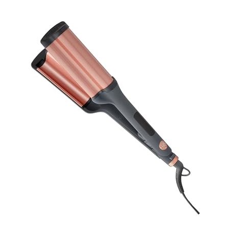 Hairitage Catch The Wave Curling + Crimping Iron - 3 Barrel Ceramic Tourmaline Pink Curler + Crimper - Beach Waves + Curls - Reduce Frizz + Increase Shine - All Hair Types + Textures Beach Waves Curls, Crimping Iron, Waves Curls, Crimping, The Wave, All Hair Types, Beach Waves, Styling Tools, Ceramic Plates