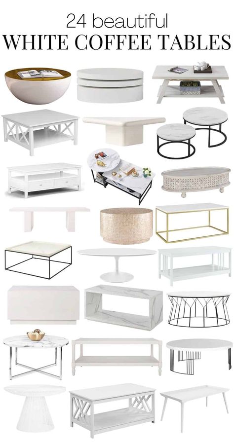 White Nesting Coffee Table, White Outdoor Coffee Table, Sitting Room Table Ideas, White Modern Coffee Table, Round White Coffee Table, Classy Coffee Table, White Square Coffee Table, Modern White Coffee Table, White Coffee Table Living Room