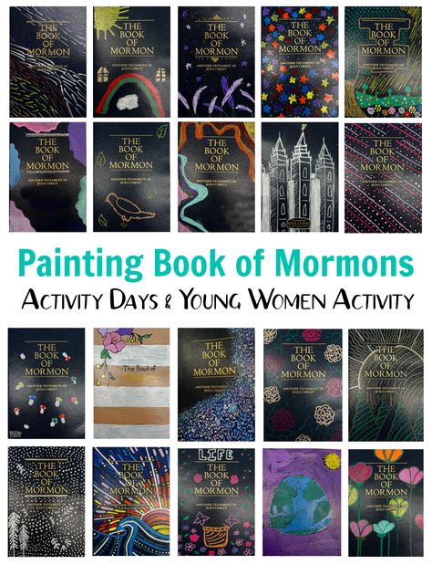 Painting copies of the Book of Mormon is such a fun activity. Takes about an hour and can be done with paint markers! These make great gifts and are a great way to let the creativity flow. Diy Painted Book Of Mormon, Paint On Book Of Mormon, Book Of Mormon Youth Activities, Diy Book Of Mormon Cover, Painting The Book Of Mormon, How To Paint Book Of Mormon Cover, Paint Book Of Mormon Cover Ideas, Paint A Book Of Mormon, Painting Books Of Mormon