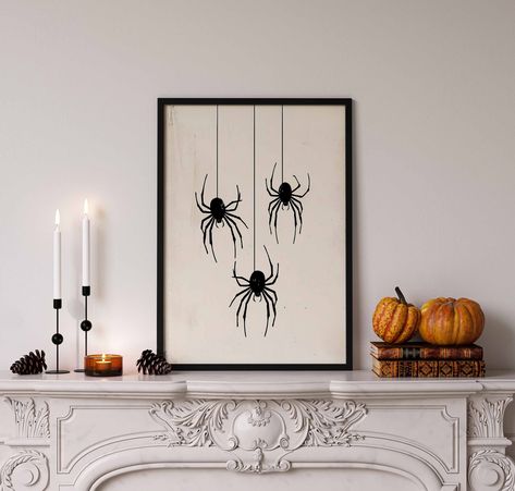 Get into the Halloween spirit with our charming Halloween Art Prints, perfect for adding a festive touch to your decor. These spooky posters are ideal for any Halloween wall art collection - vintage, gothic or whimsical. Whether you're  looking for fun pumpkin decorations, cute Halloween ghost decorations, gothic haunted castle sketches or  trendy skeletons, these prints bring the holiday to life. WHAT'S INCLUDED * Ready-to-print high-res PDFs & JPGs (in 5 aspect ratios perfect for printing to your desired size) * Please note this is a DIGITAL DOWNLOAD that can be printed at home or your local printing center; no physical product will be mailed. **Upon purchase, you will receive a PDF linking you (via Google Drive) to the printer-ready high-res file. To print at home or your local print sh Simple Fall And Halloween Decor, Simplistic Halloween Decor, Vintage Diy Halloween Decor, Halloween Sign Decor, Call Decor Ideas, Diy Halloween Wall Art, Halloween Decor 2024, Halloween Decorations Simple, Wall Halloween Decor