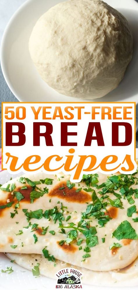 Here’s a fabulous collection of Yeast Free Bread Recipes to get you through times when you find out you don’t have yeast. Or worse, can’t EAT yeast. Of course, it won’t be classic french bread or a Cottage Loaf but it will be bread. You can make do with a yeast-free bread if you just put your mind to it! | @LttlHouseBigAK #yeastfreebread #yeastfreebaking #yeastfreebreadbaking #bakingtutorials #breadbaking #gbbo Yeast Free Bread Recipes, Yeast Naan Bread, Make Bread Without Yeast, Yeast Free Bread, Gluten Free Buttermilk Biscuits, Cottage Loaf, Honey Beer Bread, Buttermilk Drop Biscuits, No Yeast Cinnamon Rolls