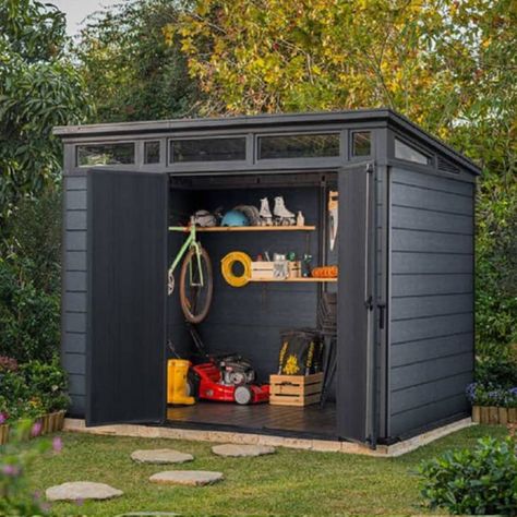 10 Modern Prefab Sheds You Can Buy For Your Backyard | Apartment Therapy Modern Outdoor Storage, Studio Seni, Prefab Sheds, Backyard Storage Sheds, Modern Shed, Outdoor Storage Shed, Backyard Storage, Plastic Sheds, Garden Storage Shed