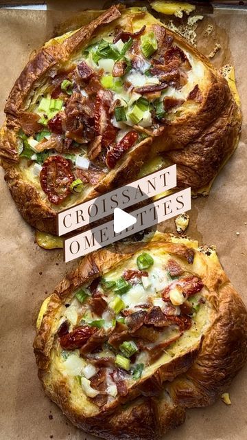 Diane Morrisey on Instagram: "My kids love Trader Joe’s croissants for sandwiches but whenever I have a few left over, I like to stuff them with egg/omelette fillings.  They are so simple to make and the beauty is that you can add whatever you have to the filling.  Todays croissants were filled with some shredded cheddar, scallions, bacon and some of the oven roasted tomatoes I made yesterday.  Super easy to keep vegetarian as well.  Simple and delicious, it’s a great thing to make this weekend!
.
.
.
Croissant Omelettes 
.
.
4 croissants 
5 eggs
1/2 cup milk or cream
1/2 cup grated Cheddar Cheese, 1/2 cup crumbled crispy bacon
1/2 cup chopped red onion
1/3 cup roasted tomatoes 
1/3 cup chopped scallions
Salt and pepper to taste

Preheat oven to 375F.
Line a baking sheet with parchment and Omelette Fillings, Brunch Sandwich, French Toast Sandwich, Savoury French Toast, Breakfast Pie, Egg Omelette, Oven Roasted Tomatoes, Croissant Breakfast, Thing To Make