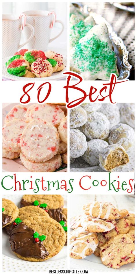 80 of the best Christmas cookie recipes you'll find anywhere! Drop, rolled, easy, shaped, fancy, kid friendly... and all the classics you grew up with plus tips for baking, shipping, storing, and more. Cookies That Make Large Batches, Big Christmas Cookies, Easy Bulk Christmas Cookies, Viral Christmas Cookies, Cheap Christmas Cookies, Most Popular Christmas Cookies, Christmas Cookie Dough Recipe, Fancy Christmas Cookies, Fancy Cookie Recipes