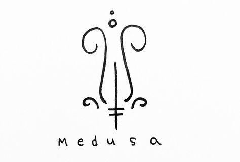 Medusa Name Tattoo, Medusa Sigil, Medusa Small Tattoo, Medusa Altar, Medusa Symbol Tattoo, Tiny Witch Tattoo, Witch Tatoos, Small Medusa Tattoo, Medusa Symbol