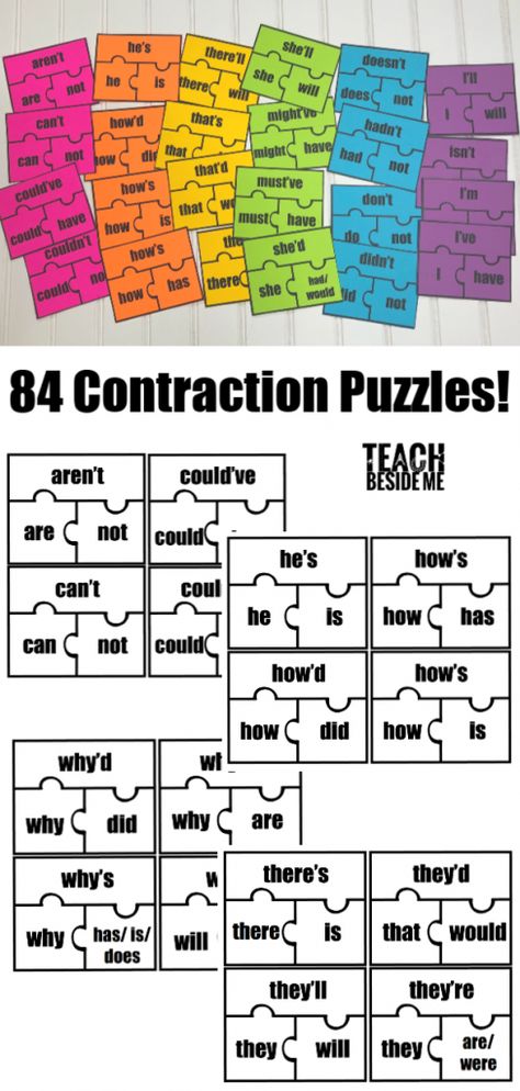 Teaching Contractions, Contraction Games, Simple Flower Art, English Grammar Games, Contractions Activities, English Pronouns, Education Printables, Teach Writing, Montessori Language