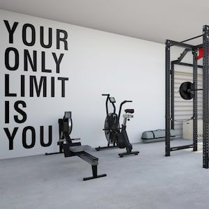 Home Gym Decals, Home Gym Wall Mural, Gym Wall Quotes Motivational, Home Gym Motivation Wall, Home Gym Wall Art, Gym Mural Wall Art, Trainer Wall, Gym Murals, Gym Wall Quotes