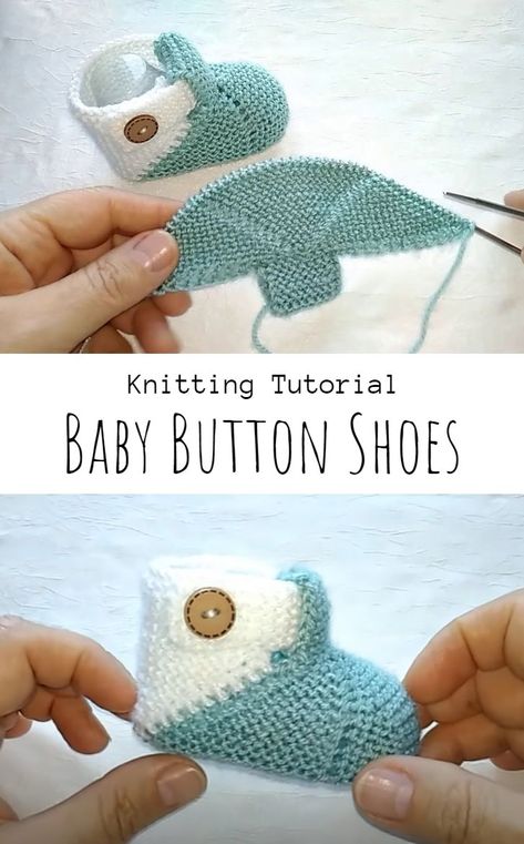 Knit Baby Button Shoes Knitted Baby Booties Free Pattern, Knitting Corner, Crochet Baby Booties Free Pattern, Baby Socks Knitting Pattern, Grandma Knitting, Baby Socks Pattern, Easy Scarf Knitting Patterns, Knitted Shoes, Baby Bootees