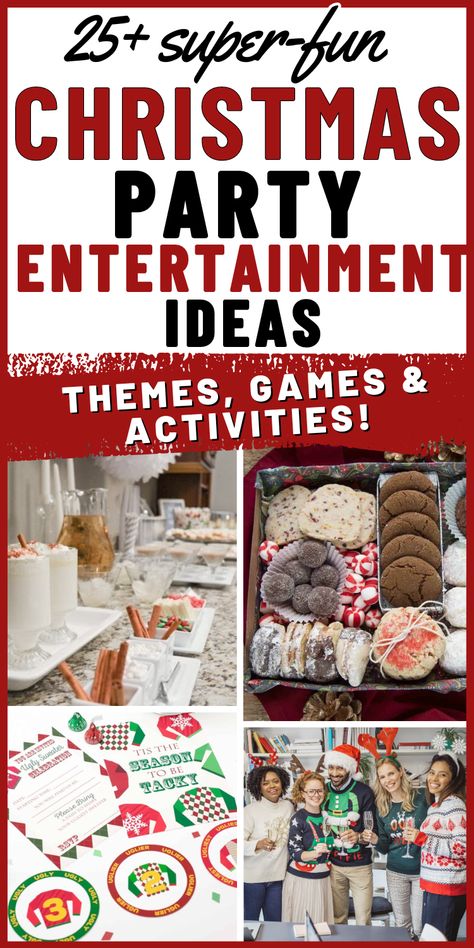 Everything you need for an epic Christmas party made easy! If you need entertainment and fun things to do at a Christmas party & how to put it together, look here! Get Christmas ideas for decorations, food, themes, activities, family-friendly party games, and favors! Save yourself time & get all the Christmas party ideas in one place! Types Of Christmas Parties, Christmas Party Ideas Family, Christmas Block Party Ideas, Advent Party Ideas, Work Xmas Party Ideas, Epic Christmas Party, Things To Do At Christmas Party, Christmas Events Activities, Girlfriend Christmas Party Ideas