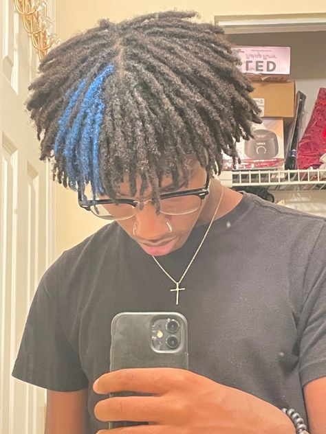 Black Man Hair Dye, Split Dyed Dreads, Dyed Twists Black Men, Dread Colors Men, Purple Locs Men, Dreads Dyed Men, Purple Dreads Men, Dreadlocks Color Ideas, Men Dyed Locs