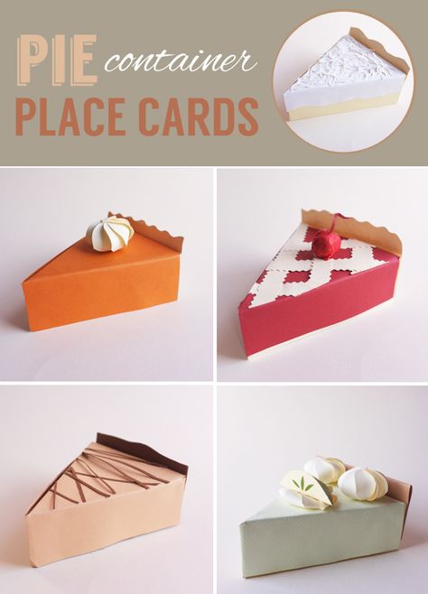 Craft On: Pie Container Place Cards – Alana Jones-Mann Diy Pie, Pie Craft, Diy Tumblr, Place Card Template, How To Make Paper Flowers, Decorate Notebook, Paper Cake, Templates Printable Free, Thanksgiving Crafts