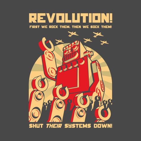 Revolution Poster, Robot Revolution, Revolution Art, Vector Robot, Tech Inspiration, Propaganda Art, Tech Art, Retro Designs, Gig Posters