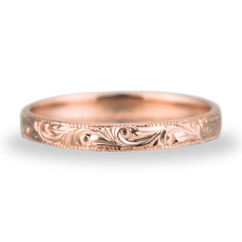 Rose Gold Stacking Rings, Rose Gold Wedding Band For Women, Rose Wedding Band, Best Man Duties, Floral Engraving, Gold Wedding Bands Women, Feminine Wedding, None Of Your Business, Rose Gold Wedding Band