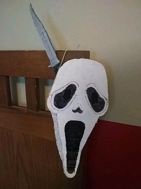 DIY Cardboard ghostface mask with knife Ghostface Mask, Diy Cardboard, Horror Movies, Mask, Art, Horror Films