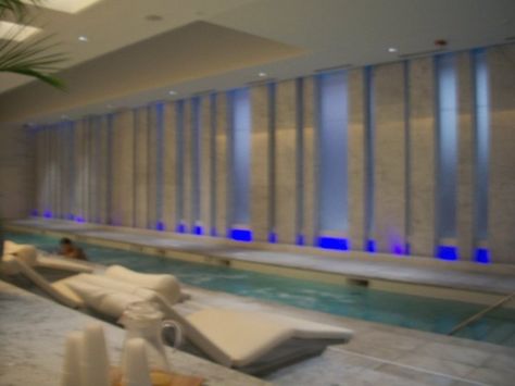 Lapis Spa at the Fontainebleau resort in Miami Beach. Co-Ed area is very spacious and this 30,000 sq.ft spa has plenty of relaxing areas. Miami Beach, Spa, Curtains, Travel, Home Decor