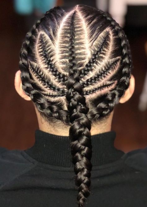 Medium Length Braids for Men Medium Length Braids For Men, 2 Braids Men, Medium Length Braids, Men's Bun, Two Cornrow Braids, Hairstylist Inspiration, Braids Designs, Undercut Braid, Mohawk Braids