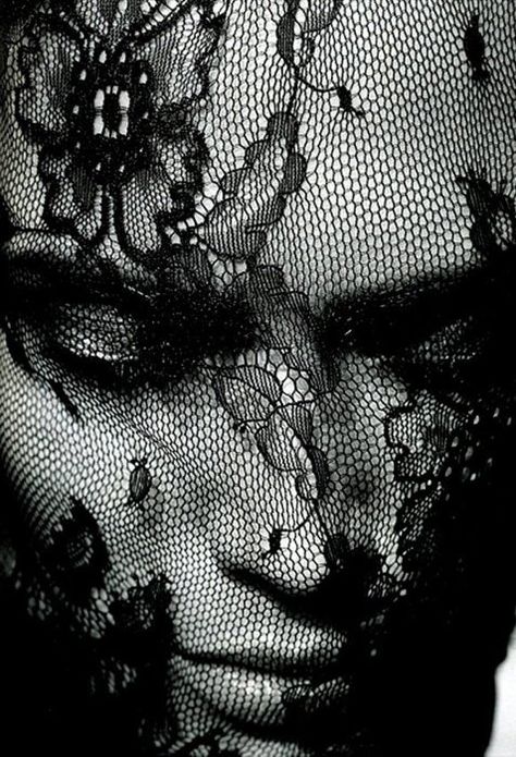 Face Lace, Lace Mask, Lace Veils, Dark Beauty, Black Magic, Shades Of Black, Back To Black, Black And White Photography, Leather And Lace