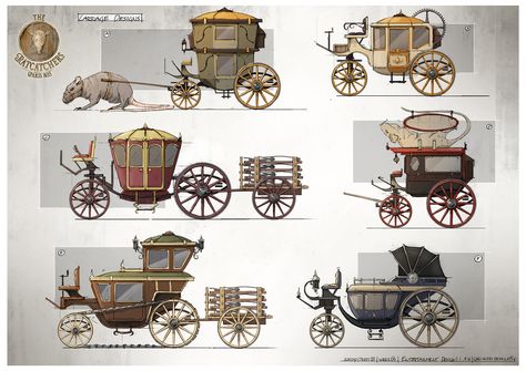 Carriage Designs, Gian Andri Bezzola on ArtStation at https://www.artstation.com/artwork/E1XPK Medieval Vehicle, Medieval Wagon, Feng Zhu, Steampunk Vehicle, Design Dragon, Props Concept, Horse Carriage, Game Concept, Horse Drawn