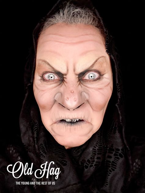 Follow me on TikTok! @theyoungandtherestofus Old Hag Witch Makeup, Old Woman Makeup Halloween, Old Witch Makeup Halloween, Old Hag Makeup, Old Witch Makeup, Old Hag Costume, Hag Makeup, Old Lady Makeup, Scary Witch Makeup